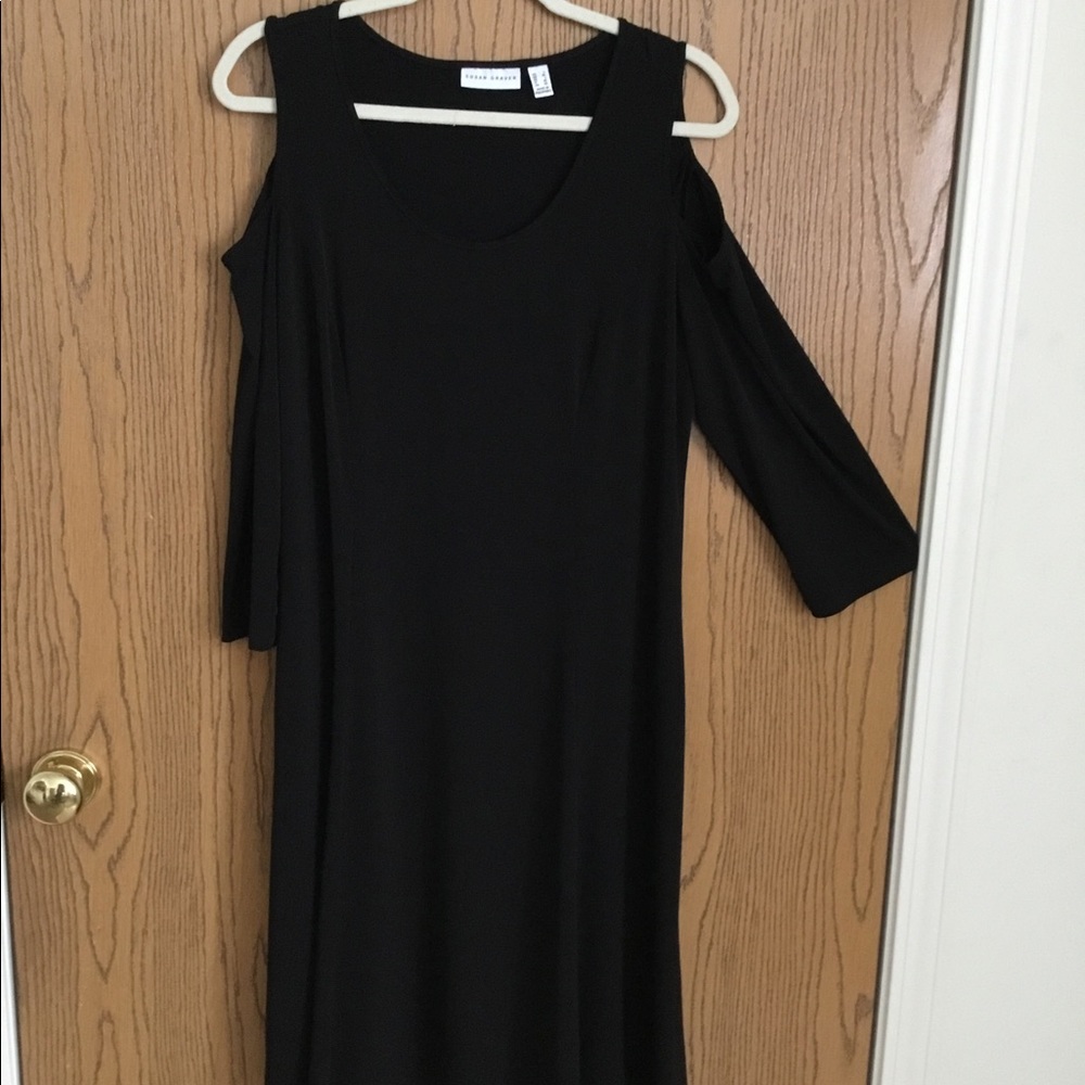Black cold shoulder dress